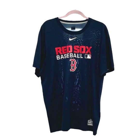 NIKE MLB DRI-FIT NAVY BLUE BOSTON RED SOX SHORT SLEEVE SHIRT - Picture 3 of 9